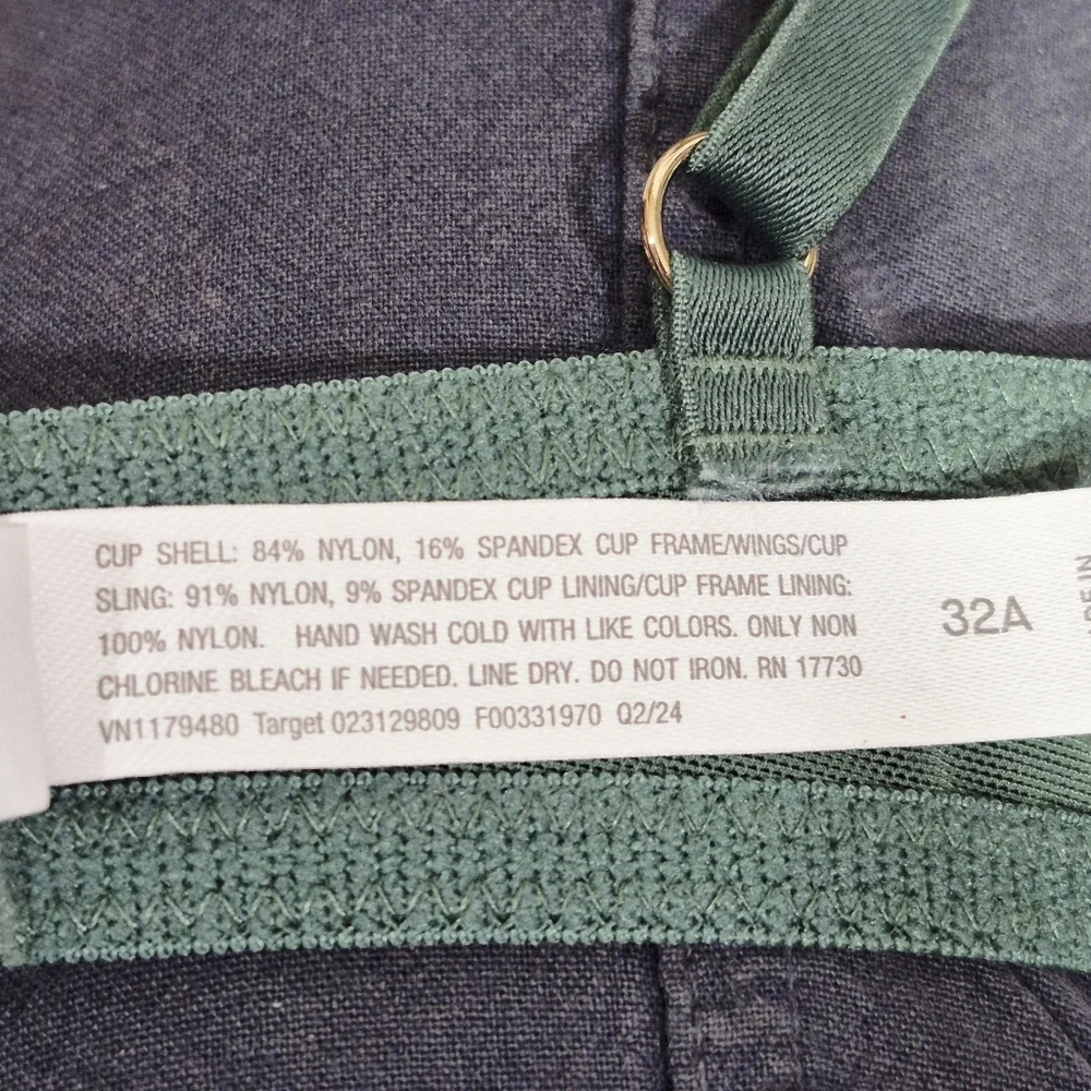32A Auden‎ Unlined Lace Underwire Bra Green NWT